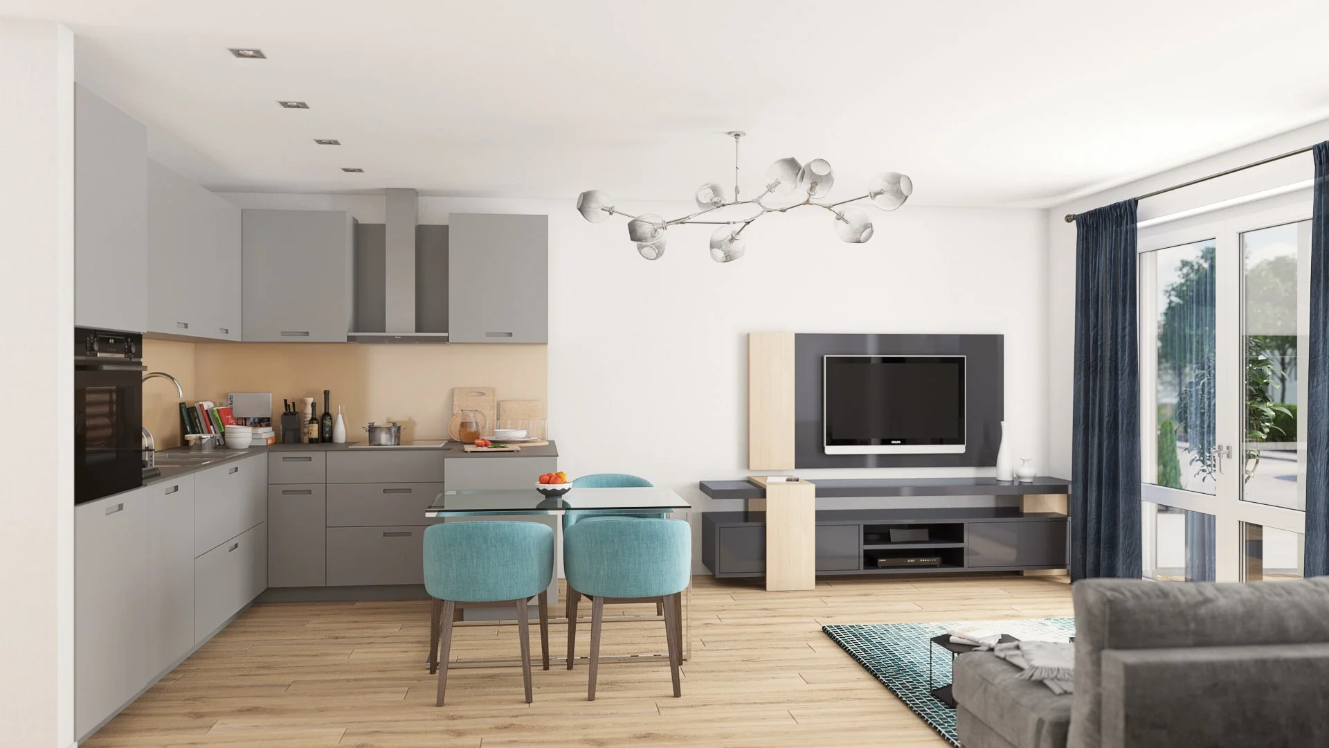 Architectural visualization. Apartment buildings. Living room