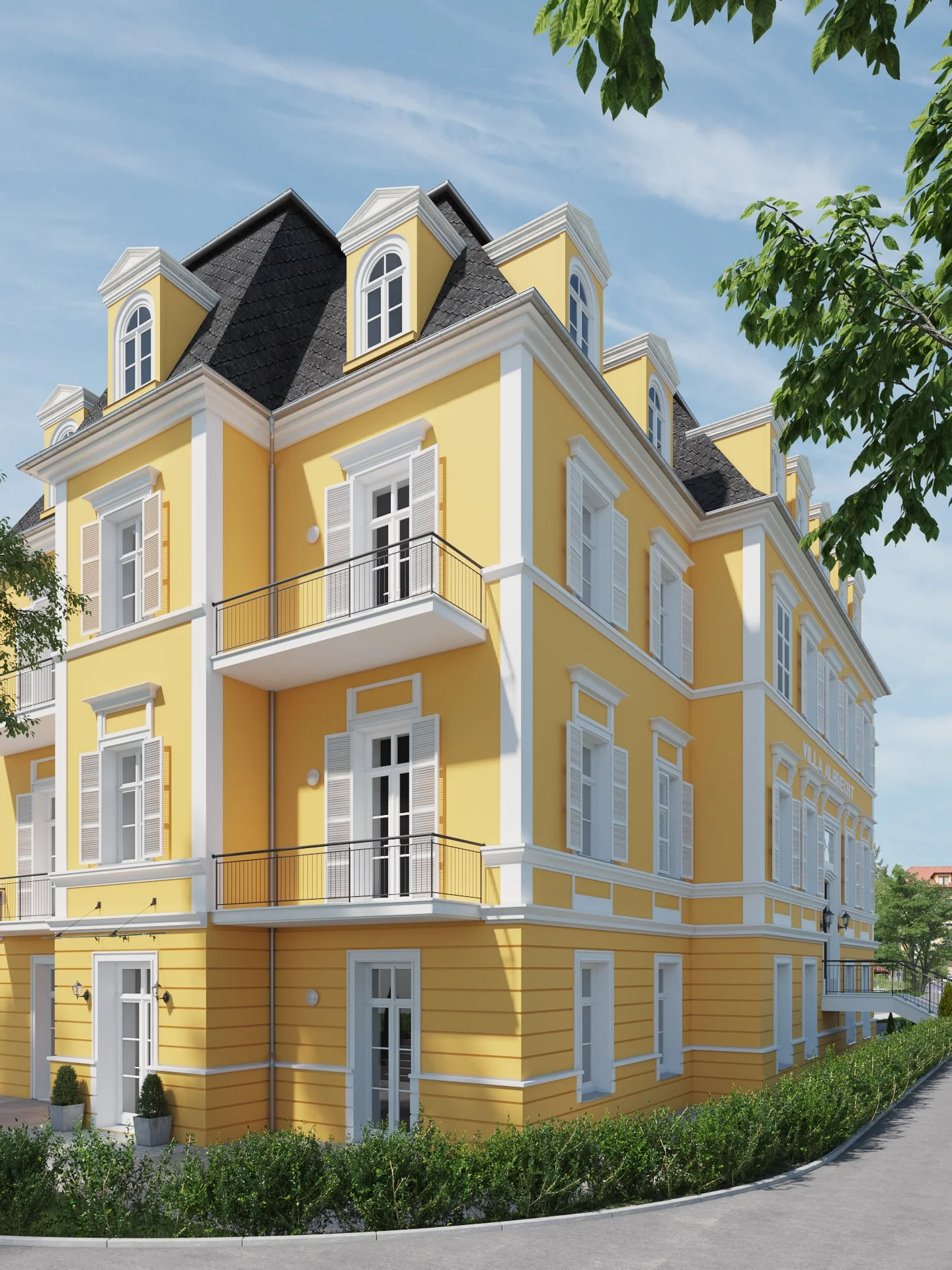 Architectural visualization. Villa Albrecht. Side view