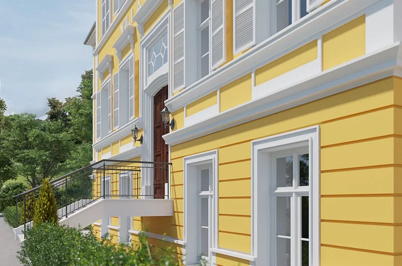 Architectural visualization. Villa Albrecht. Entrance close up.