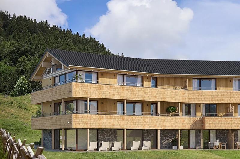Exterior visualization. Apartment house. Allgäu