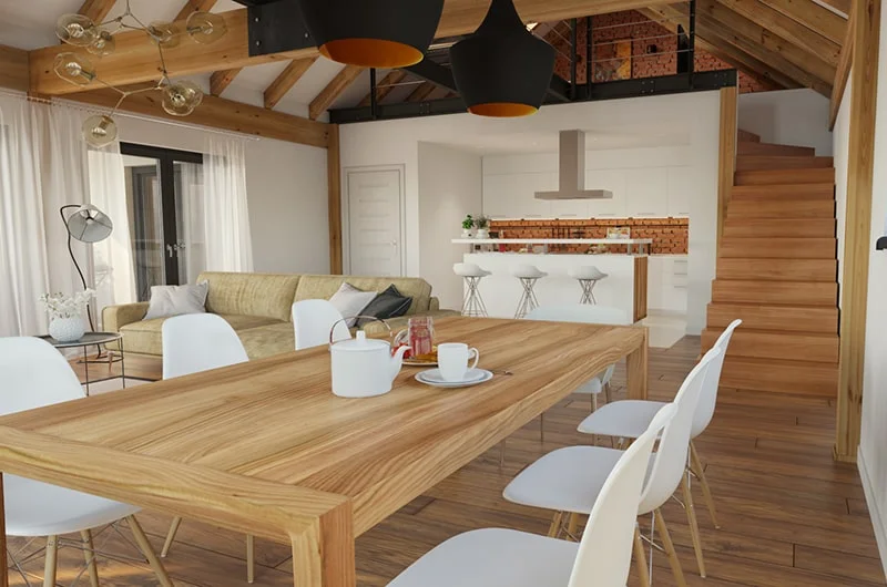 Architectural visualization. Interior visualization.  A living/dining/cooking room_02