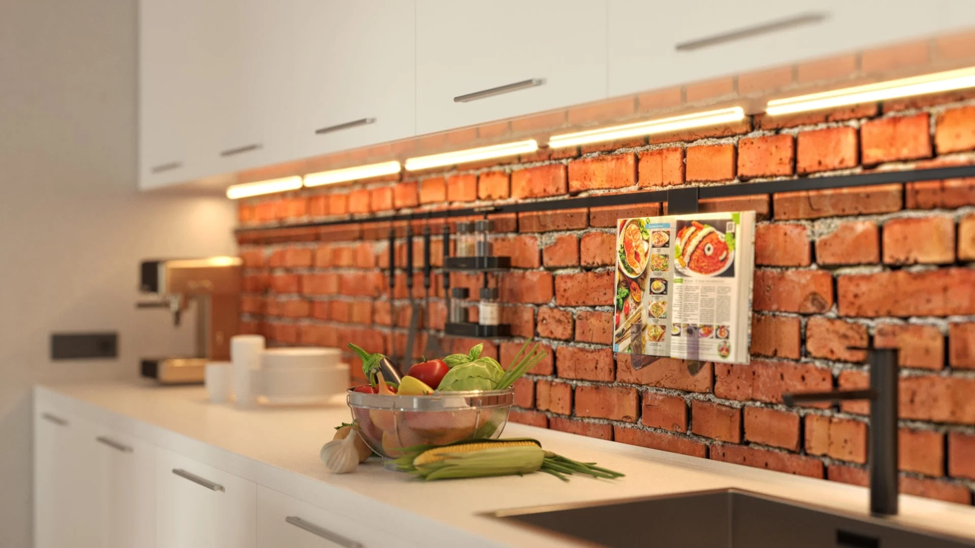 Architectural visualization. Interior visualization.  A living/dining/cooking room_03