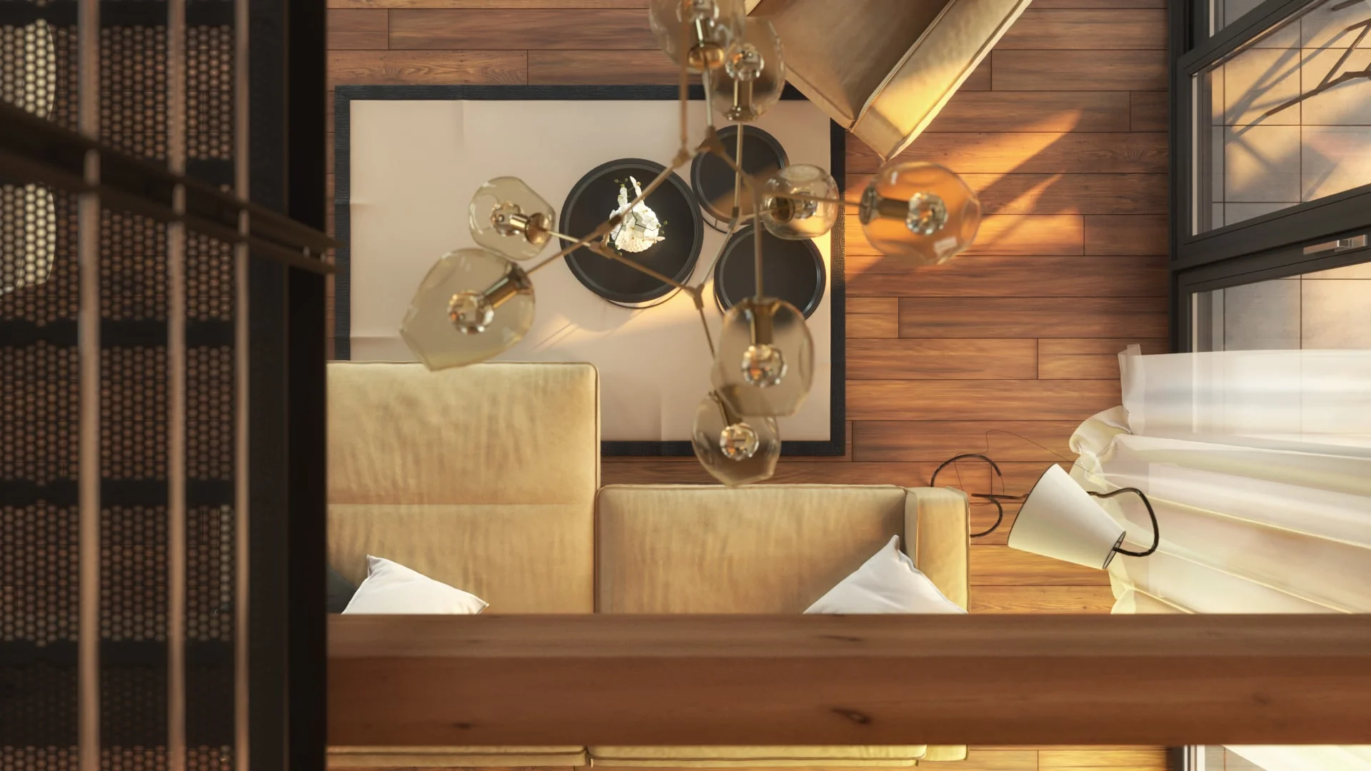 Architectural visualization. Interior visualization.  A living/dining/cooking room_05