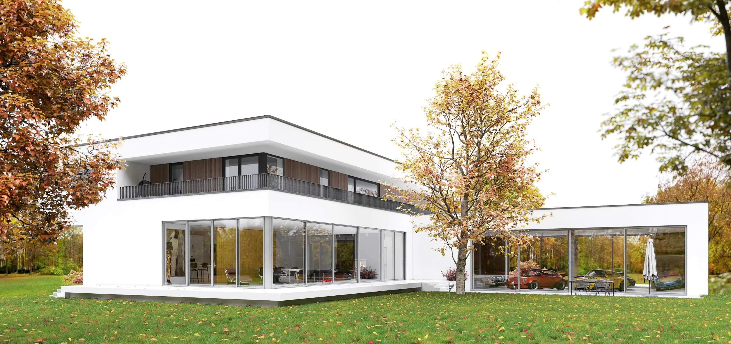 Architectural visualization. Single-family house with Porsche garage_01