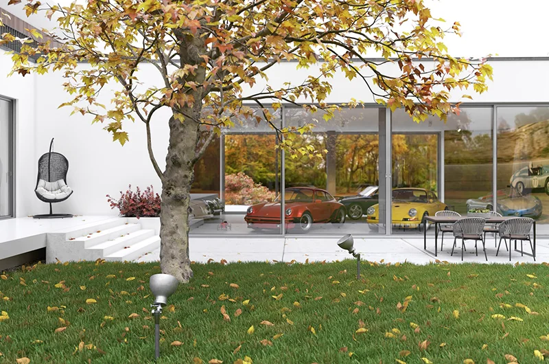 Architectural visualization. Single-family house with Porsche garage_02