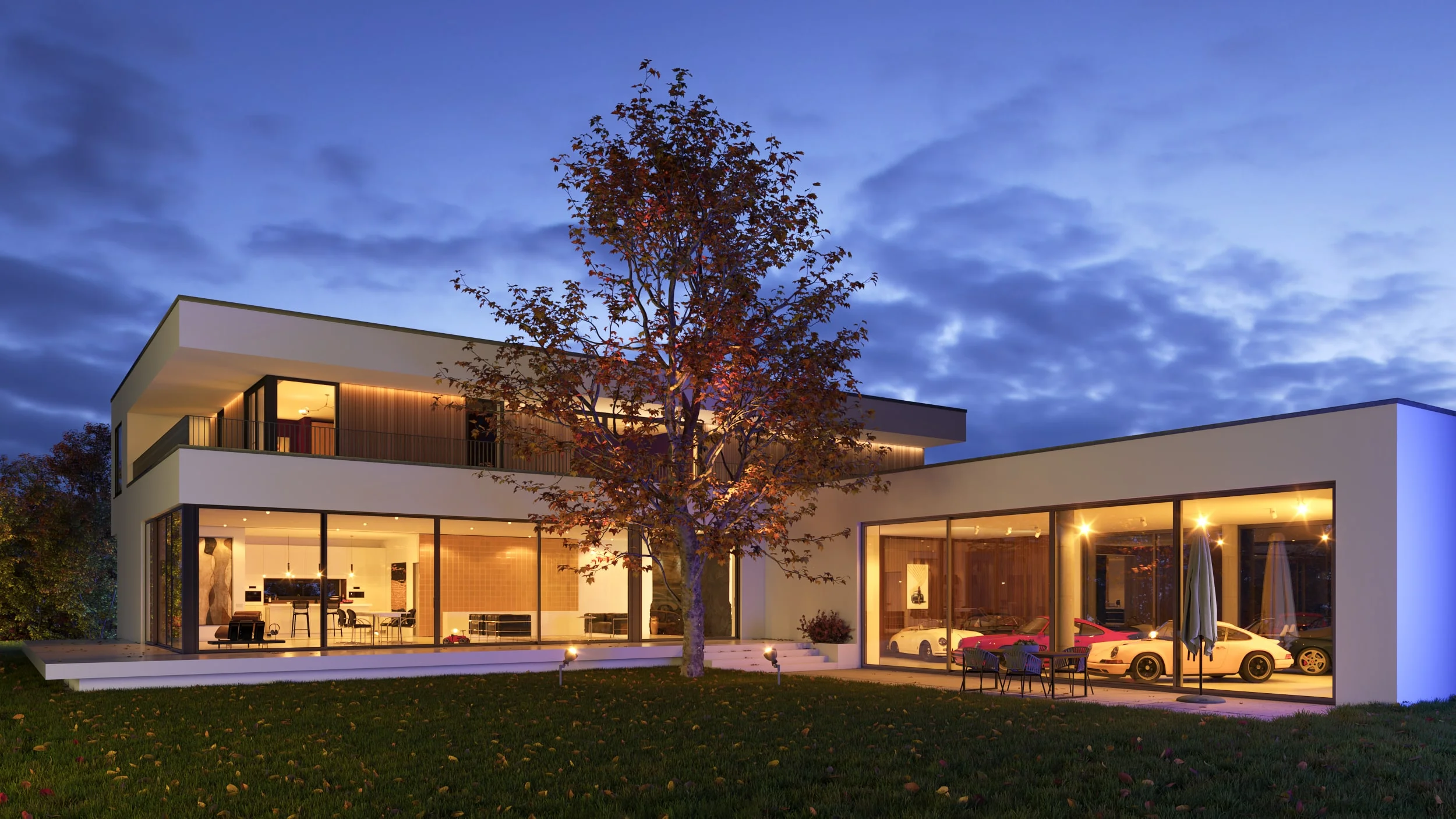 Architectural visualization. Single-family house with Porsche garage_03