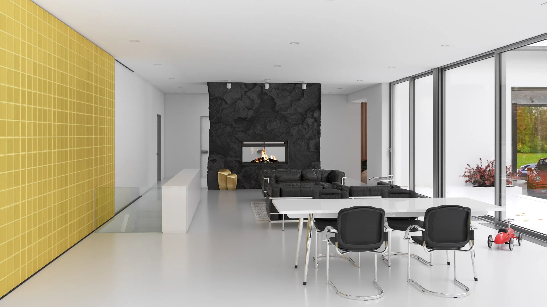 Architectural visualization. Single-family house with Porsche garage_06