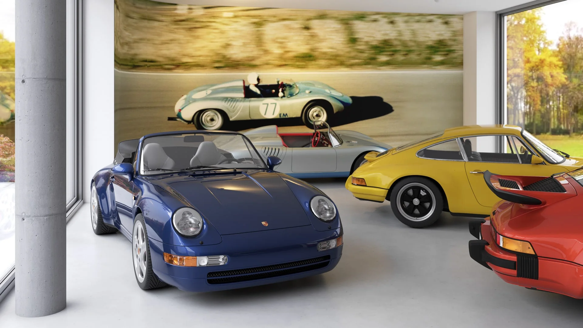 Architectural visualization. Single-family house with Porsche garage_13