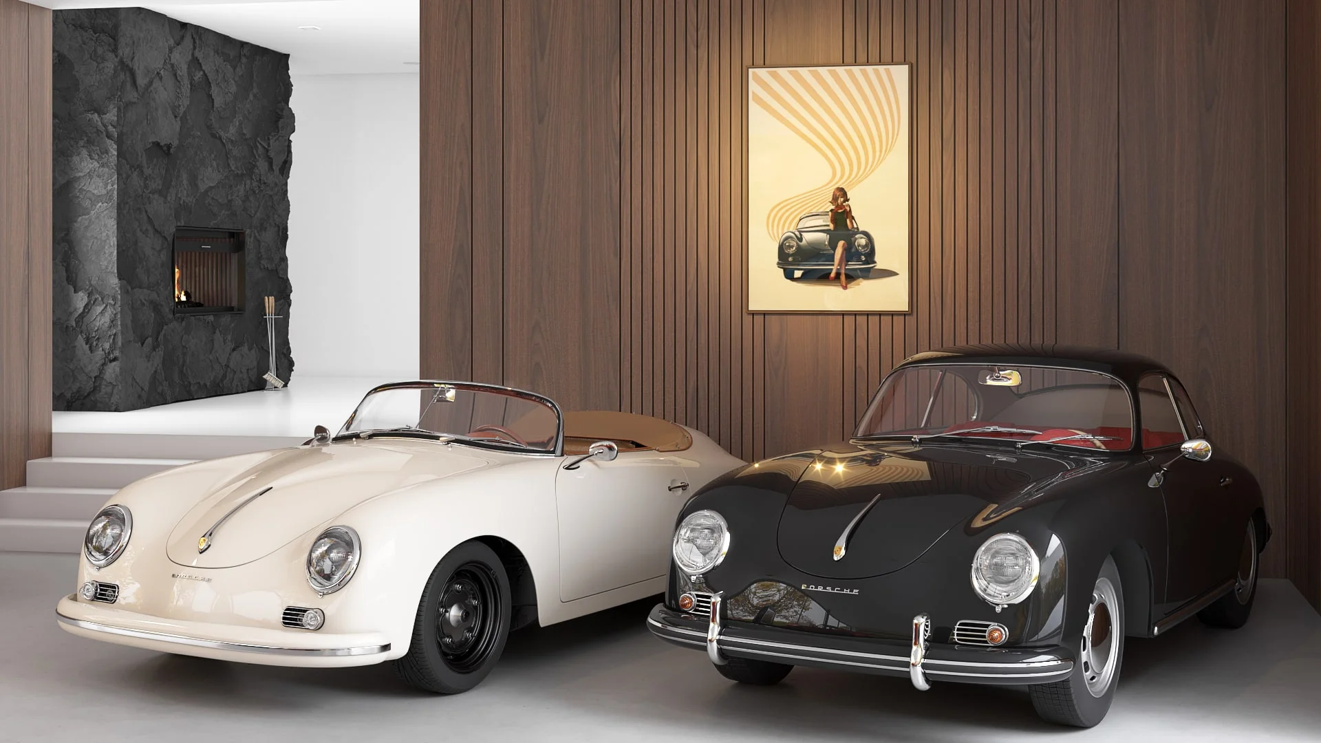 Architectural visualization. Single-family house with Porsche garage_15