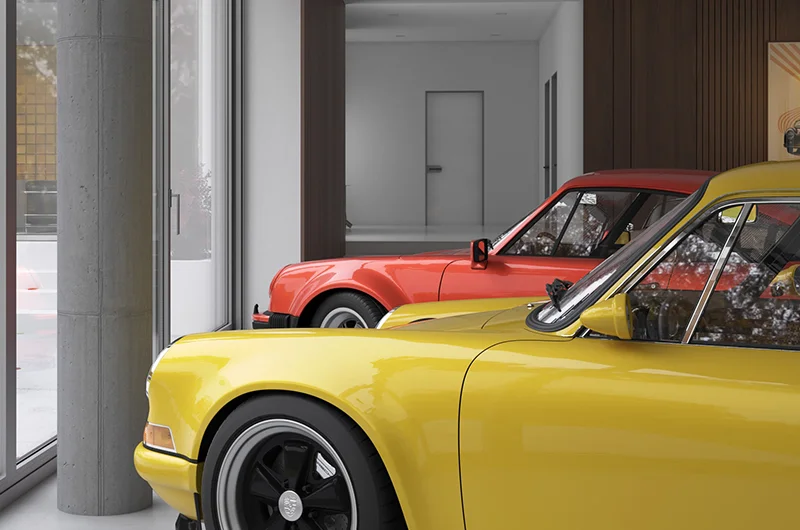 Architectural visualization. Single-family house with Porsche garage_16
