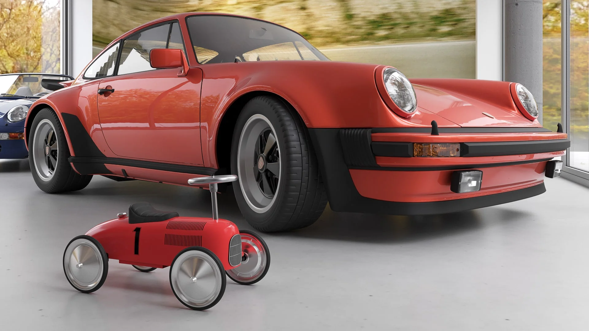 Architectural visualization. Single-family house with Porsche garage_24