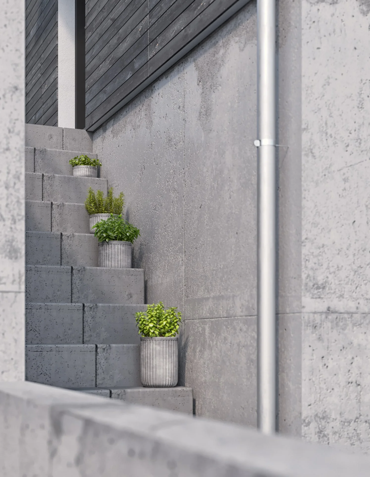 Architectural visualization. Single-family houses. Stairs