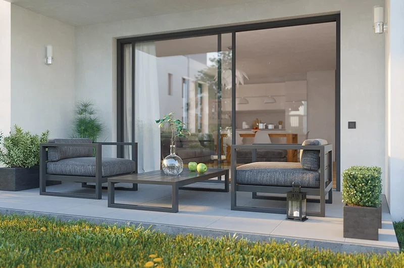 Architectural visualization. Multi-family houses. Terrace