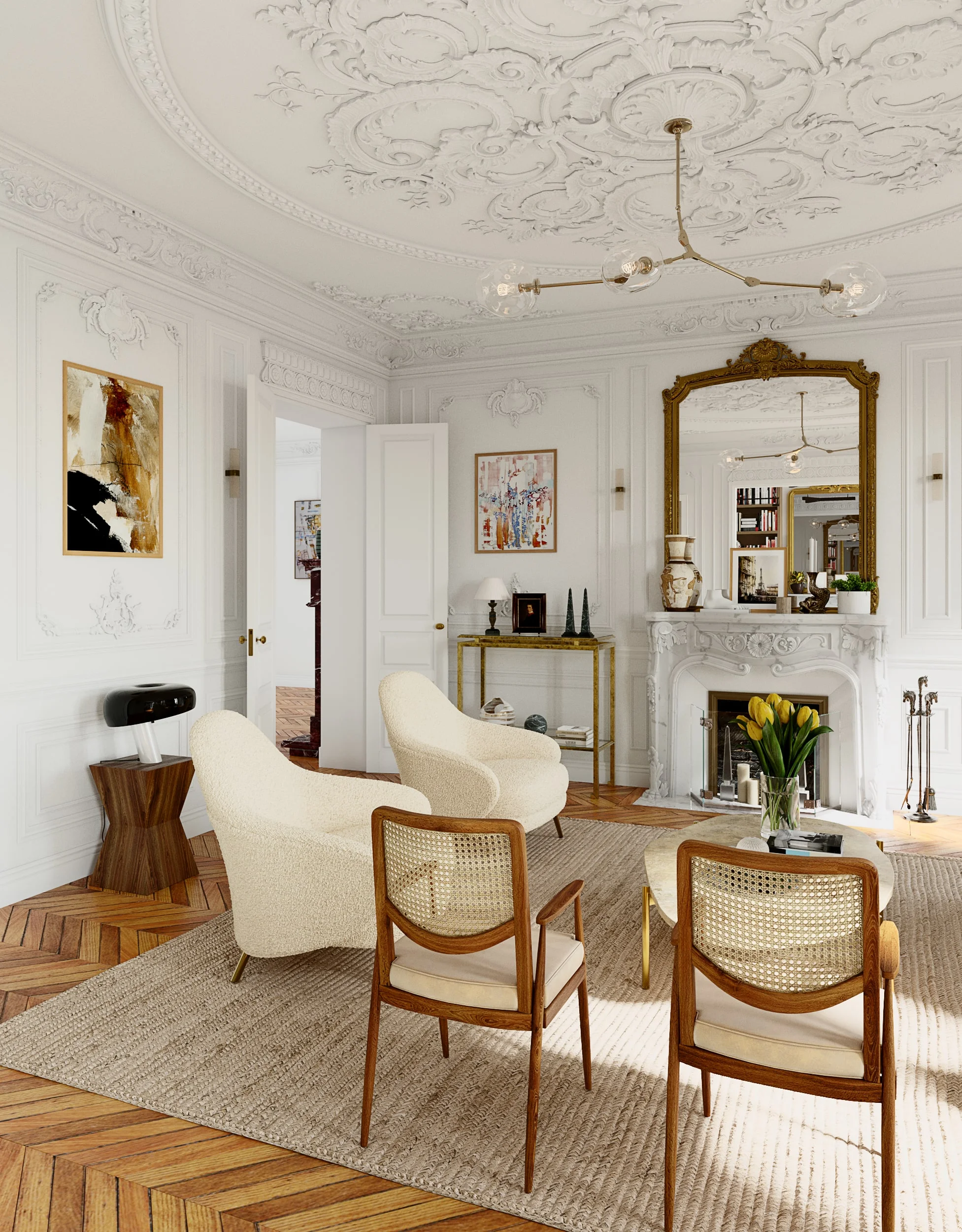 Architectural visualization. Interior visualization. Apartment in Paris_02