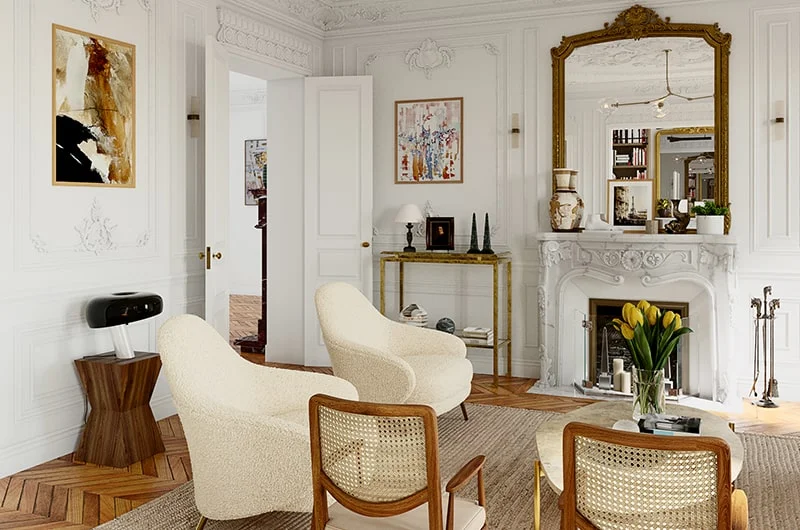 Interior visualization. Apartment in Paris. Paris