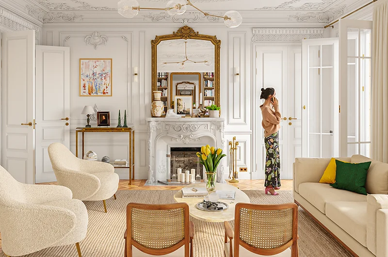 Interior visualization. Apartment in Paris. Paris