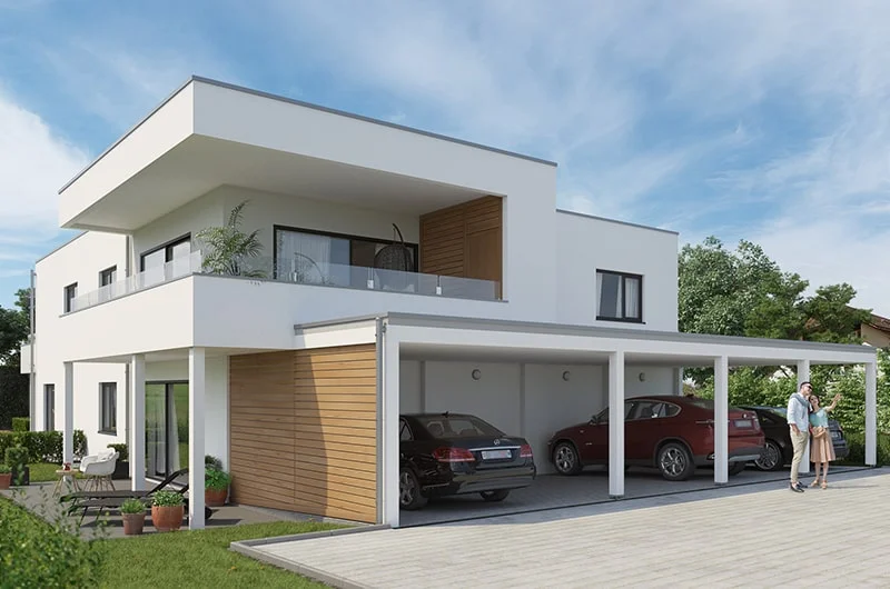 Architectural visualizations. Apartment building. Street view