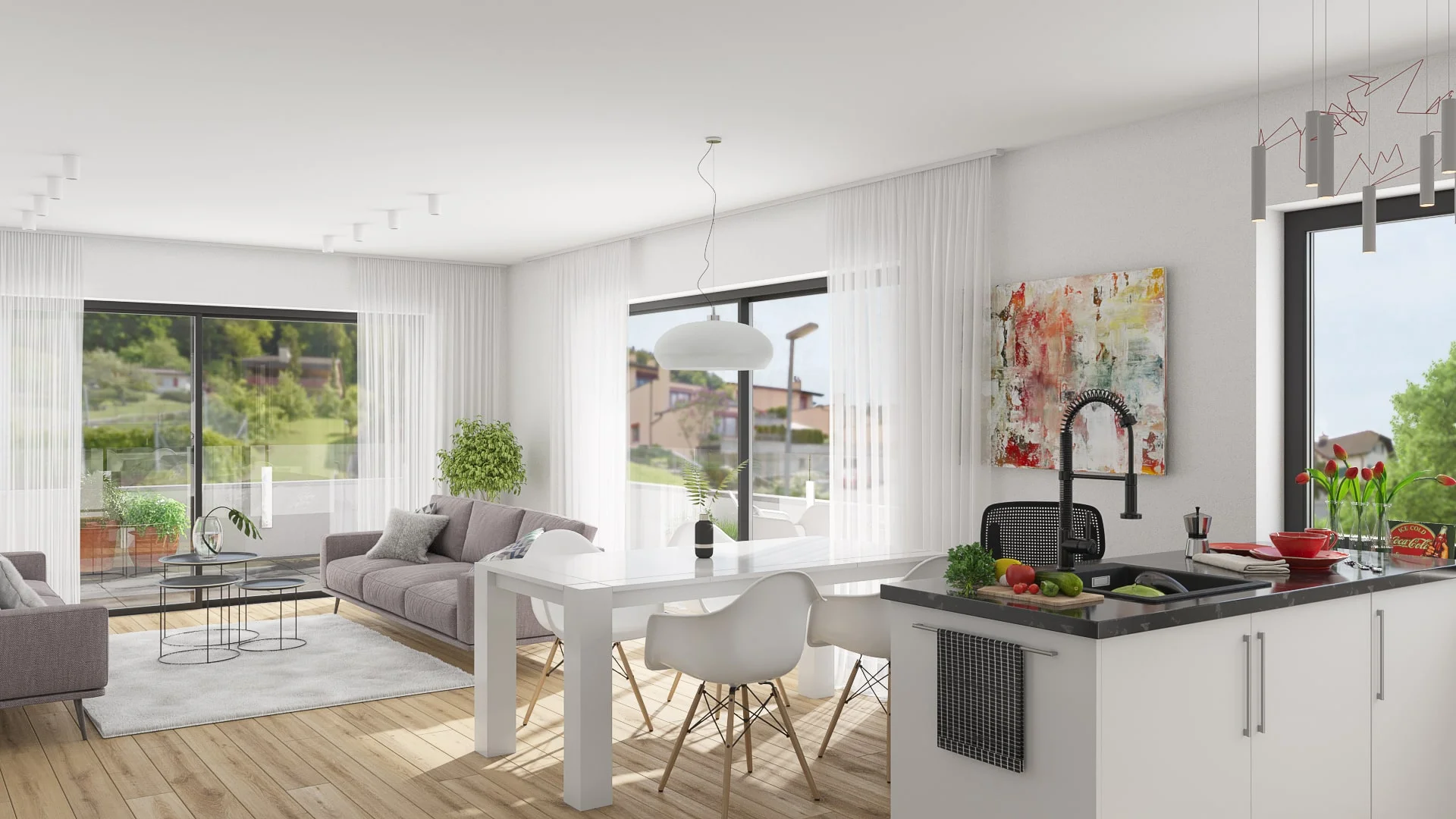 Architectural visualizations. Apartment building. Living room