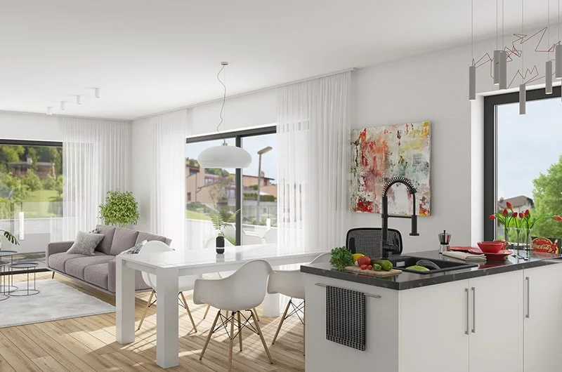 Architectural visualizations. Apartment building. Living room