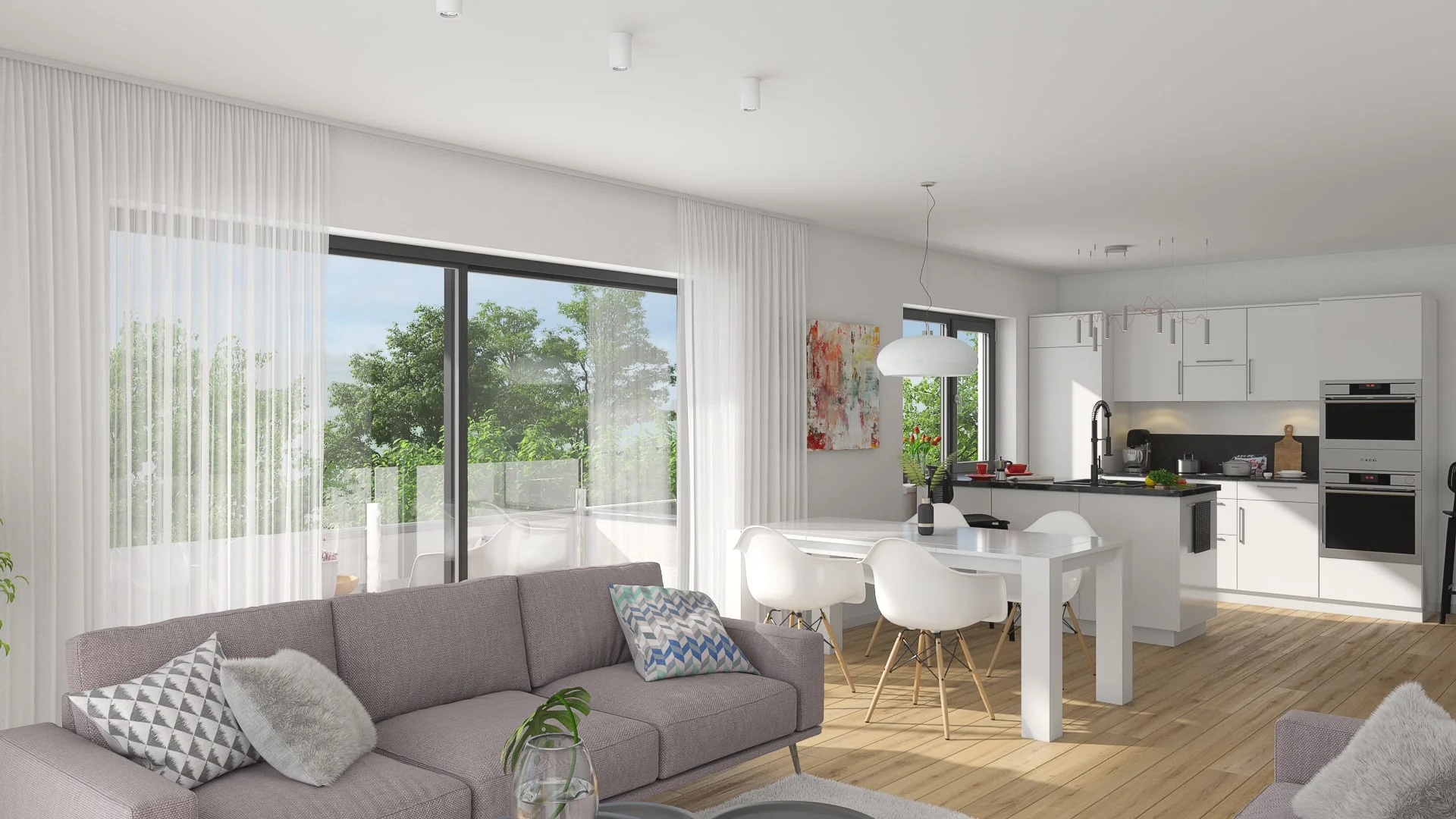 Architectural visualizations. Apartment building. Living room