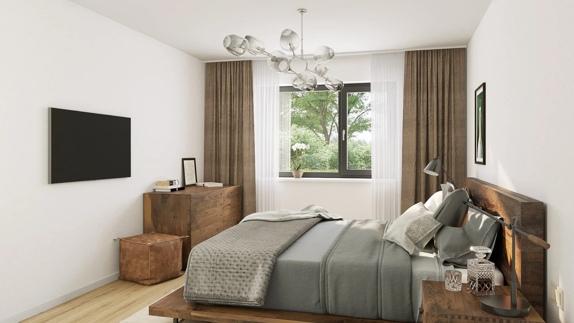 Architectural visualizations. Apartment building. Bedroom