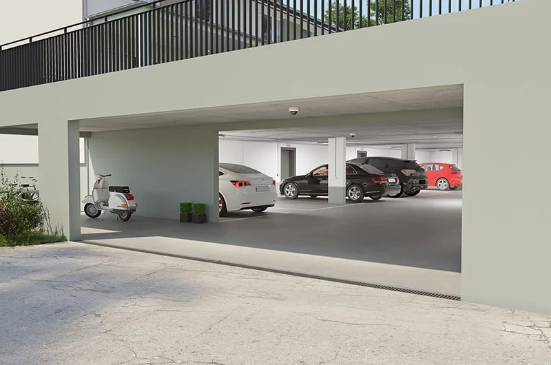 Architectural visualization. Townhouses. Garage