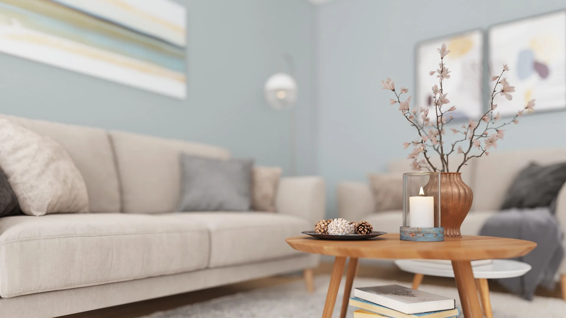 Architectural visualization. Townhouses. Living room