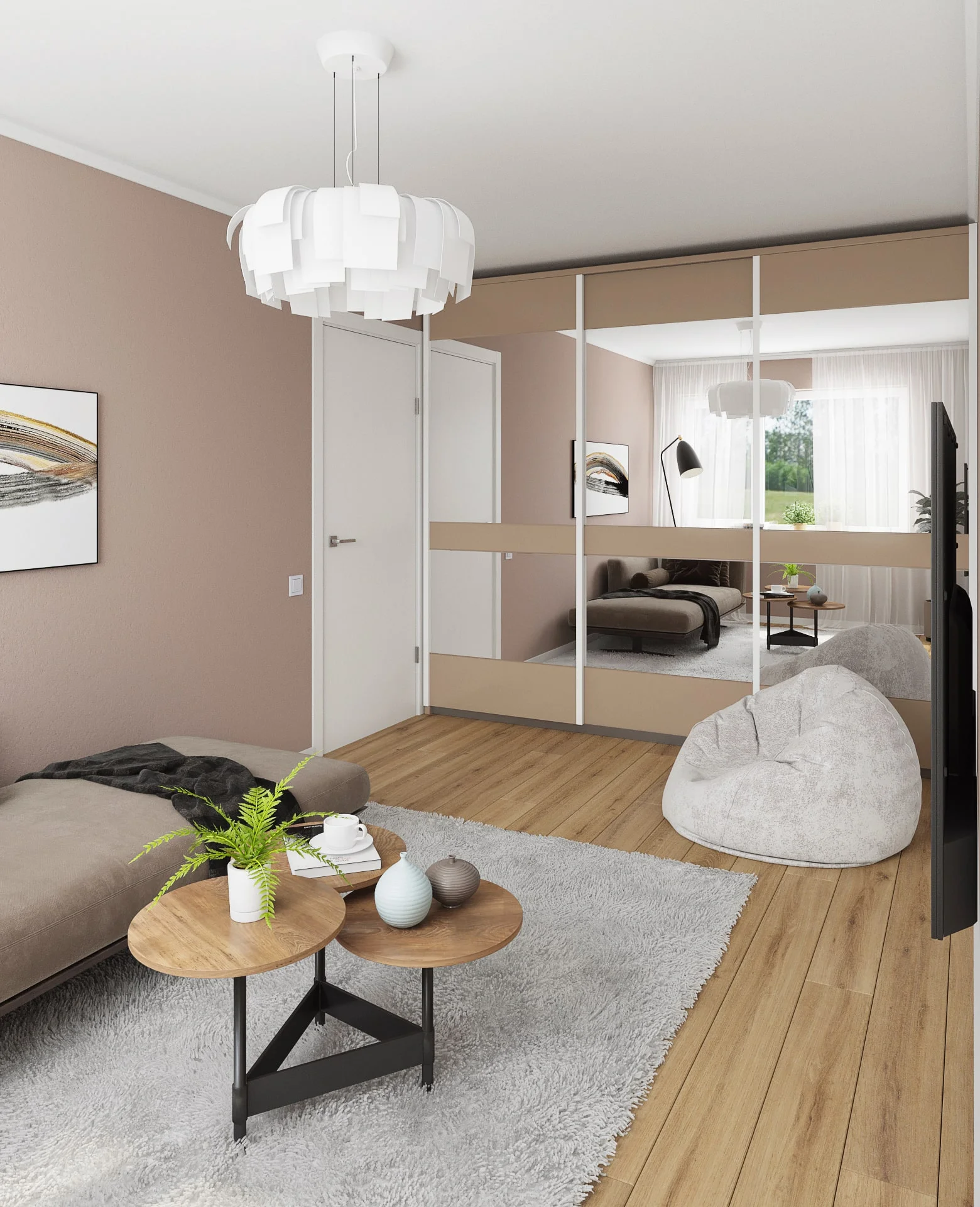 Architectural visualization. Townhouses. Guest room