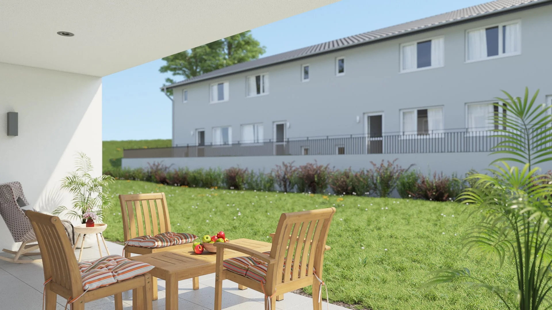 Architectural visualization. Townhouses. Terrace_01