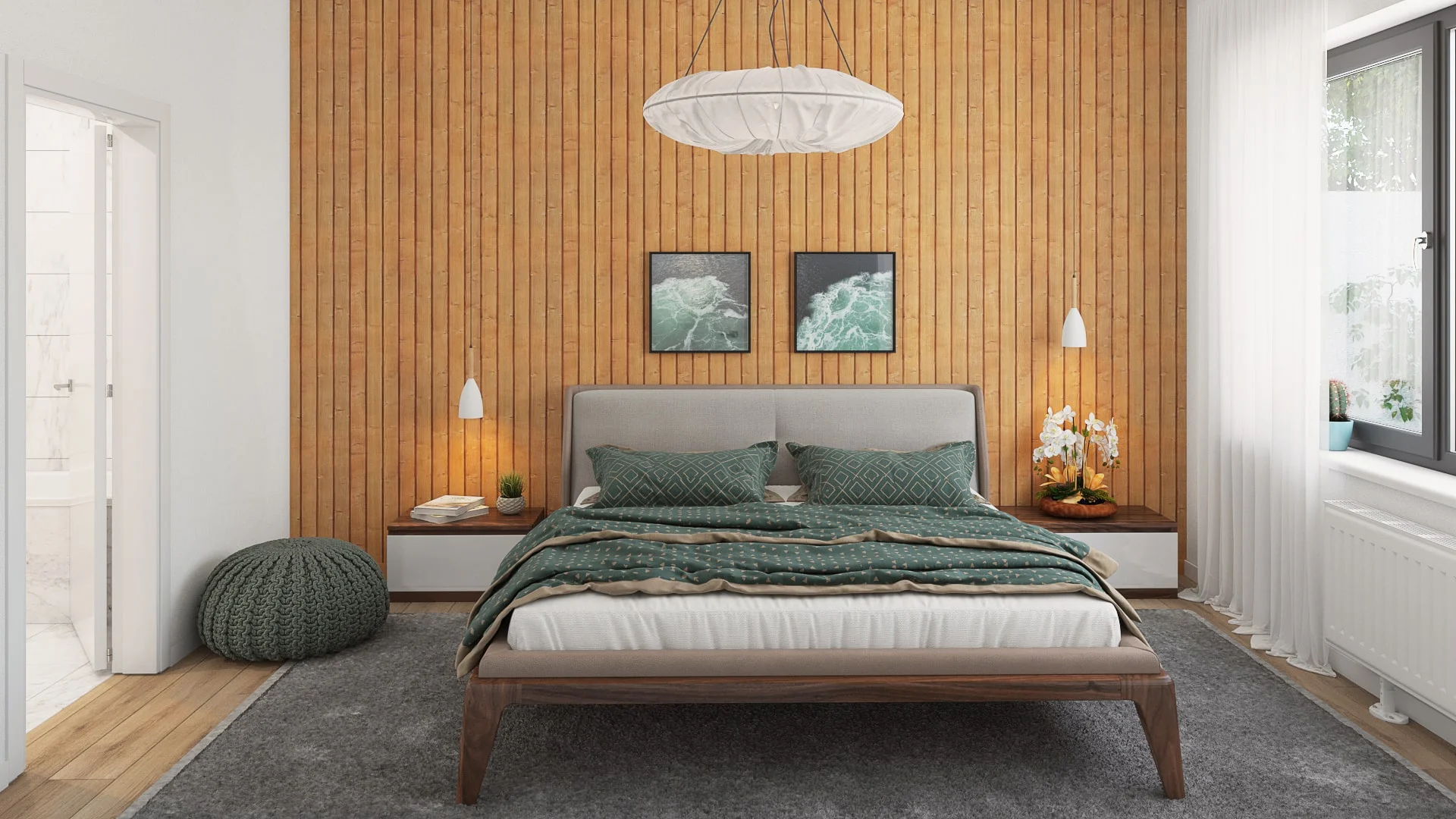 Architectural visualization. Detached house. Bedroom